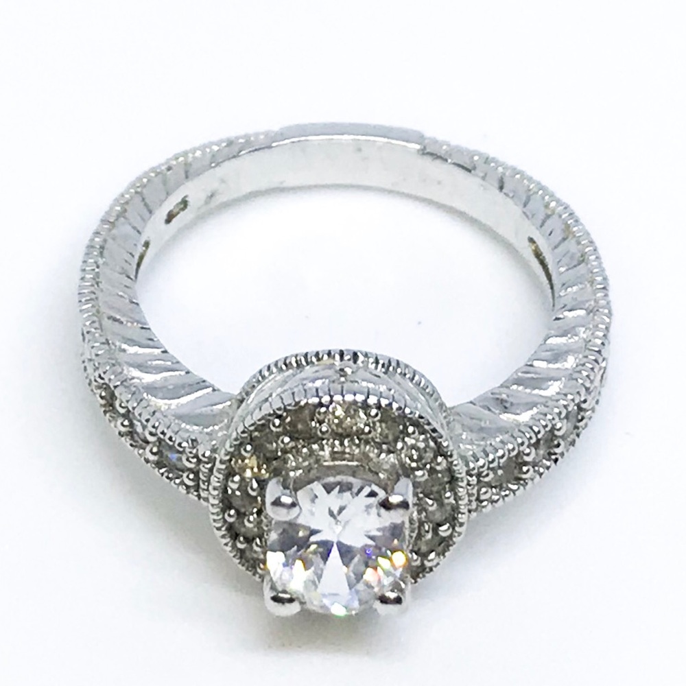 14K White Gold On Sterling Silver Oval Ring